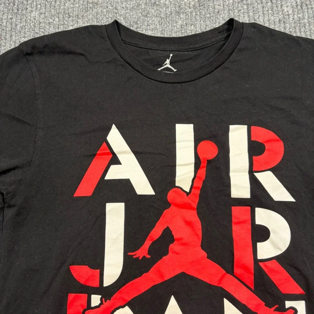 Jordan Air Shirt Mens S Jumpman Graphic Black Red White Short Sleeve Tee